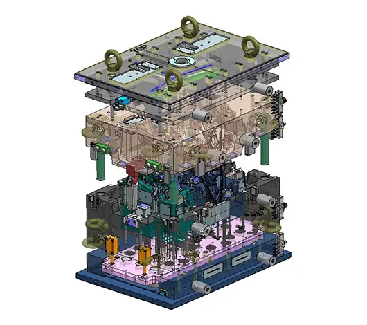Αναλυτικό τρισδιάστατο μοντέλο πλήρους συναρμολογήματος καλουπιού injection
